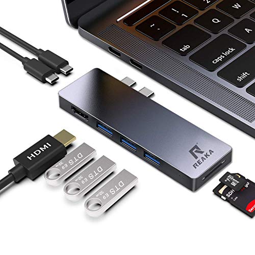 Product Cover USB C Hub Adapter Dock for Apple MacBook Pro2019.2018,2017 13/15/16inch,MacBook Air2018 13 inch Dongle,HDMI 4K,100W Power Delivery,40Gbps Thunderbolt 3 5K@60Hz,2 USB 3.0, SD/TF Card Reader,USB C Port