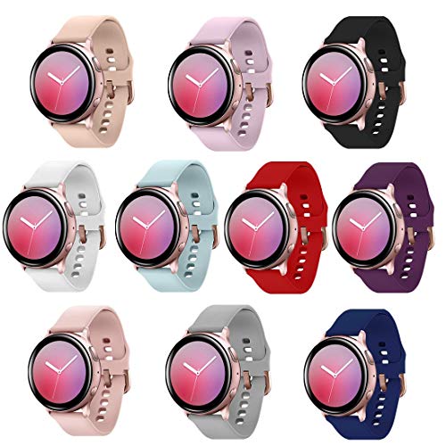 Product Cover GinCoband 10PCS Bands Replacement for Galaxy Watch Active2 (40mm)/(44mm),Galaxy Watch Active 40mm,Galaxy Watch 42mm,20mm Quick Release with Rose Gold Buckle (10-Pack, Small)