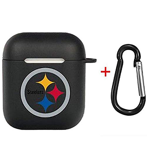 Product Cover for Airpods Case Airpods Accessories Protective Silicone Cover and Skin with Carabiner for Apple Airpods Charging Case for Pittsburgh Steelers Accessories