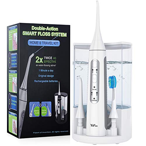 Product Cover 2 IN 1 Water Flosser and Electric Toothbrush, YaFex Rechargeable Oral Irrigator Water Teeth Cleaner with 3 Modes, 2 Timers, Replaceable Water Tank for Home and Travel Use