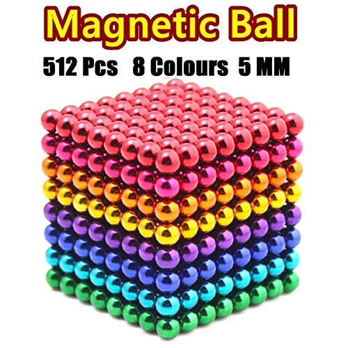 Product Cover JIAKELOVEYI 512 Pcs of 5MM 8 Colors Magnets Toys Magnetic Fidget Blocks Building Blocks for Development Learning and Stress Relief Office Desk Toys for Adults and Kids (8 Colors)