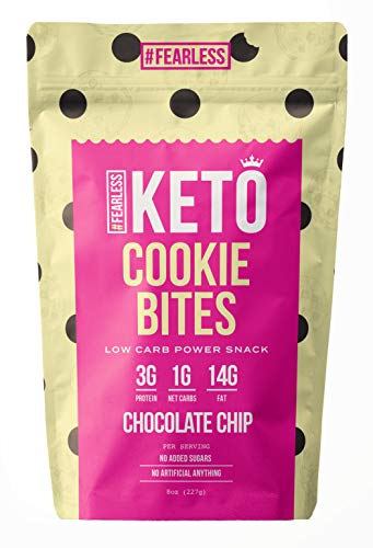 Product Cover Fearless Keto Cookie Bites - Mini Low Carb Cookies, Keto Friendly Snack, Naturally Sweetened and Made with Omega-3 Rich Walnut Flour, 8 oz (Chocolate Chip)