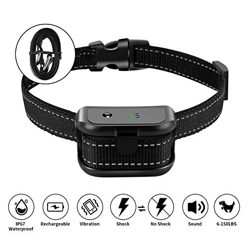 Product Cover Dog Bark Collar - Auto Anti Barking Collar for Dogs Small,Medium,Large-Waterproof No Bark Collar with Stop Barking Modes-Beep/Vibration/Shock Correction Collar with 9 Adjustable Sensitivity Levels