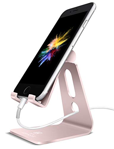 Product Cover Adjustable Cell Phone Stand, Lamicall Phone Stand Cradle Dock Holder, Compatible with iPhone Xs XR 8 X 7 6 6S Plus SE 5 5S 5C Charging, Desk Accessories, Android Smartphone - Rose Gold
