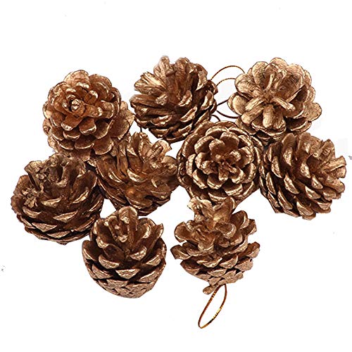 Product Cover Aboutwind Christmas Decoration Gold/Silver Natural Pinecone Christmas Tree Pendant Accessories Christmas Decorations (18pcs) (Gold)
