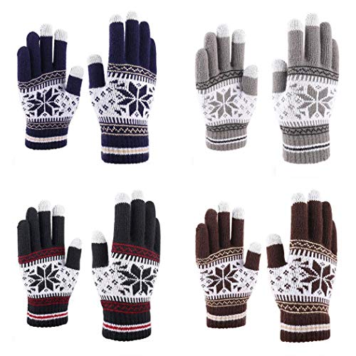 Product Cover Zippem Unisex Casual Print Full-Finger Windproof Touch Screen Warm Gloves Cold Weather Gloves