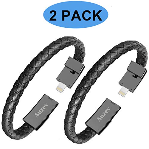 Product Cover Auzev Charging Bracelets Cable Data Charger Cord Fashion Braided Leather Wrist Line(L（8.2