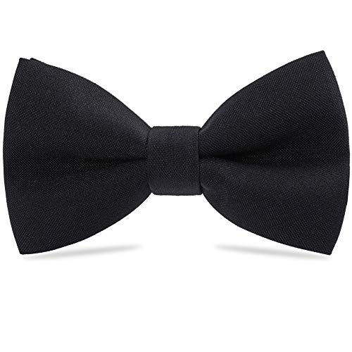 Product Cover Classic Pre-Tied Bow Tie for Children & Adults Solid Color Adjustable Bowtie（Black）