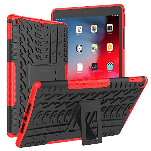 Product Cover Roiskin iPad 10.2 Case 2019 iPad 7th Generation Case with Kickstand, Dual Layer Heavy Duty Shockproof Back Shell Protective Case for iPad 7th Gen 10.2 Inch (A2197 A2198 A2200),Red
