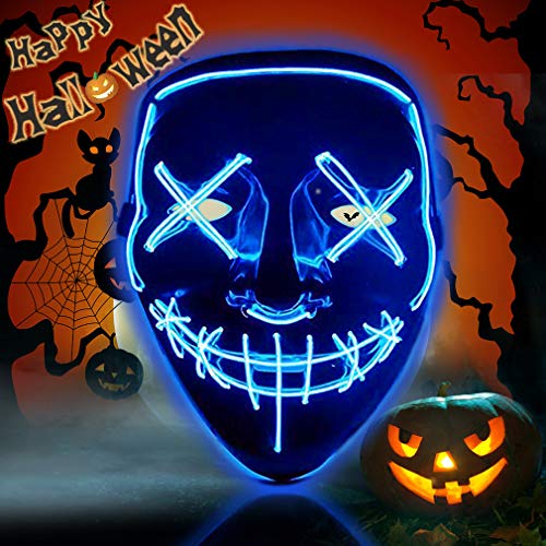 Product Cover Halloween Purge Mask Light Up Scary Mask EL Wire LED Mask for Festival Party Gifts