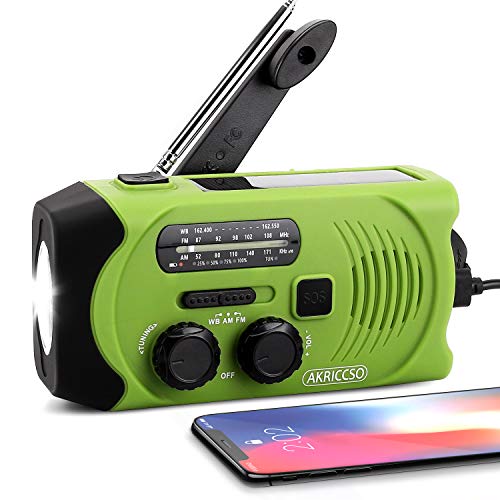 Product Cover [Upgraded Version] Emergency Solar Hand Crank Portable Radio, Self Powered NOAA Weather Radio for Emergency with AM/FM, LED Flashlight, Reading Lamp, 2000mAh Power Bank and SOS Alarm