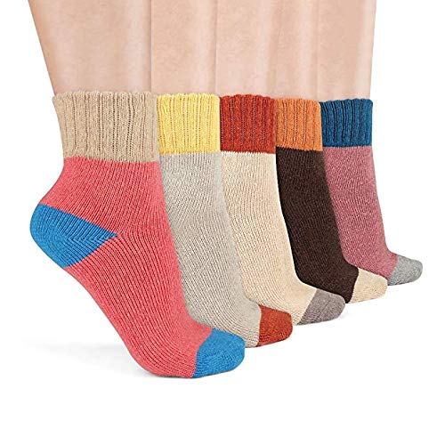 Product Cover Women's Colorful Style Winter Warm Soft Knit Thick Wool Fashion Casual Crew Socks-5 Pieces