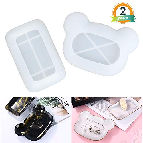 Product Cover LET'S RESIN Jewelry Soap Dish Silicone Molds,2Pcs Resin Trinket Dish Tray Molds, Jewelry Tray Molds for DIY Jewelry Ring Dish Holders, Soap Dish, Home Decoration, Wedding Gift