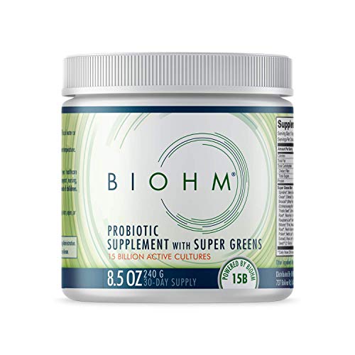 Product Cover BIOHM Super Greens Powder for Super Green Drink Smoothie Probiotic Blend with 20+ Organic Green Whole Foods; Non-GMO; 30 Servings