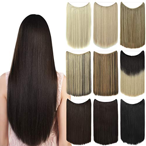 Product Cover EMERLY Ombre Secret Hair Extensions 20 inch One Piece Transparent Headband Hairpieces Straight Highlight Invisible Flip in Hair Extensions Dark Blonde Mix bleach blonde