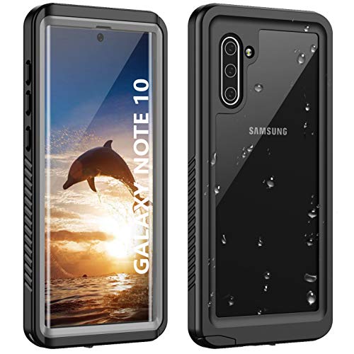 Product Cover ANTSHARE Galaxy Note 10 Waterproof Case,Note 10 Case Built in Screen Protector 360°Full Body Protective Shockproof Dirtproof Sandproof IP68 Underwater Waterproof Case for Note 10(Clear Black)
