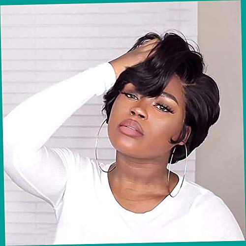 Product Cover Bob, Brazilian Short Bob Pixie Cut Wig Lace Front Curly Human Hair Wigs for Black Women Pre Plucked Hairline with Baby Hair