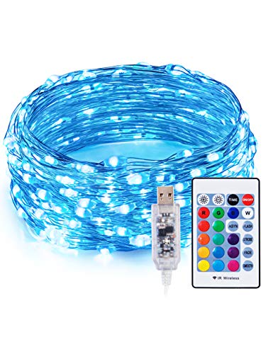 Product Cover TaoTronics TT-SL213 RGB LED String Lights,Christmas Decorations Lights 33ft 100 LEDs USB Powered Dimmable Copper Wire Fairy String Lights,15 RGB Colors, 5Lighting Modes, Remote Control,IP65 Waterproof