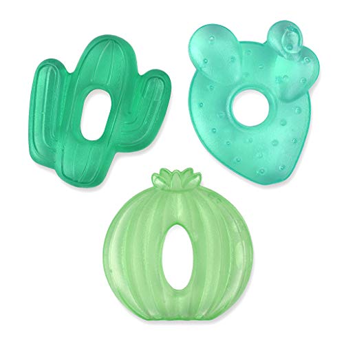 Product Cover Itzy Ritzy Water-Filled Teethers; Set of 3 Coordinating Cactus Water Teethers; Textured On Both Sides to Massage Sore Gums; Can Be Chilled in Refrigerator; Set of 3 Green Cacti
