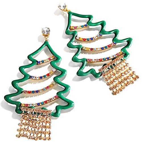 Product Cover Christmas Earrings for Women Christmas Tree Statement Drop Earring Xmas Dangle Earrings for Women Christmas Holiday Party Jewelry Decorations