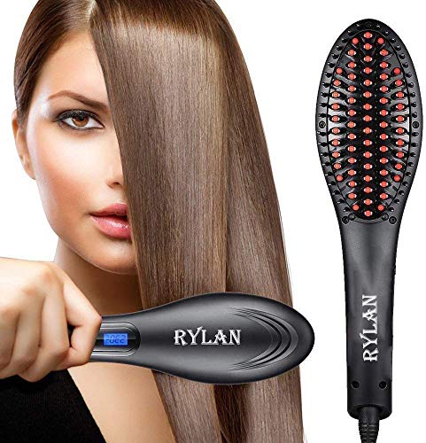 Product Cover RYLAN Hair Electric Comb Brush 3 in 1 Ceramic Fast Hair Straightener For Women's Hair Straightening Brush with LCD Screen, Temperature Control Display,Hair Straightener For Women (Black).
