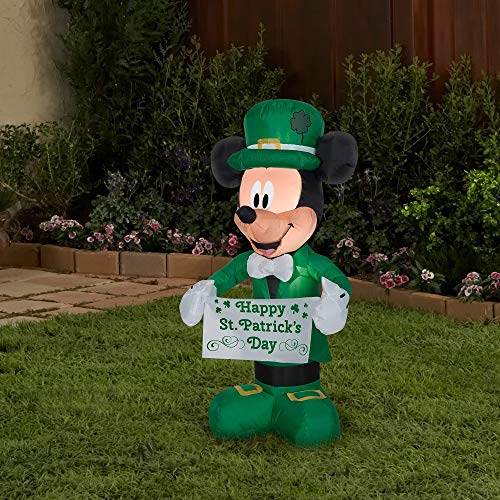 Product Cover Gemmy 3.5' Airblown Disney St. Patrick's Day Mickey Mouse Spring Inflatable