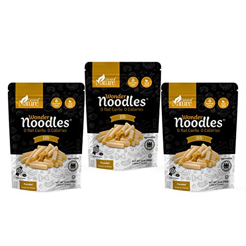 Product Cover Zero Calorie Keto Wonder Noodles - 3 Pack | Ziti | Kosher, Vegan-Friendly, Carb-Free Noodles | No Sugar, No Fat | Ready to Eat Gluten Free Pasta Diet Food | (42oz)