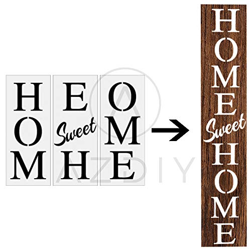 Product Cover Home Sweet Home Sign Stencil 3 PCS Large Vertical Stencils for Porch Sign AZDIY Reusable Stencils for Painting on Wood Large Farmhouse Stencils for Holiday Decorating Chalk Couture for Home Décor & DI