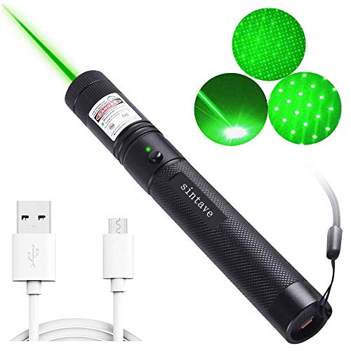 Product Cover Sintave USB Charging Green Light Demonstration Projector Pen, Led Adjustable Focus Waterproof Handheld Flashlight,for Camping Hunting Hiking Interactive funny cat and dog toys