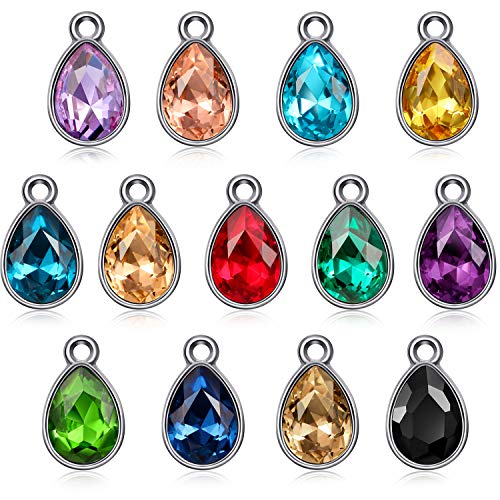 Product Cover Hicarer 52 Pieces Water Drop Pendants Crystal Beads Pendants Charms Rhinestone Teardrop Pendants Jewelry Findings for Girls Women DIY Necklace Jewelry Making, 7 x 10 mm, 13 Colors