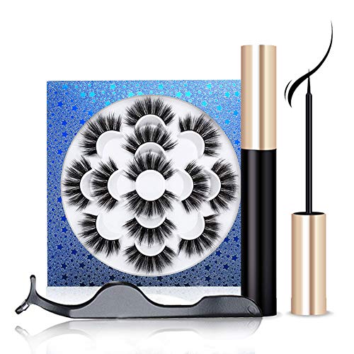 Product Cover Waterproof Magnetic Eyeliner and Lashes Kit, Magnetic Eyelashes and Magnetic Eyeliner Set, With Reusable 3D Mink Faux Lashes, No Glue Need Magnetic Eyelash [ 7 Pairs Pack ]