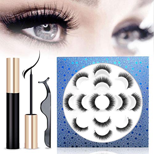 Product Cover Magnetic Eyelashes With Magnetic Eyeliner Kit, 3D Faux Mink Lashes Reusable, Hand-made Volume Fluffy Natural Magnetic Eyelash, No Glue Need False Eyelashes [7 Pairs Pack]