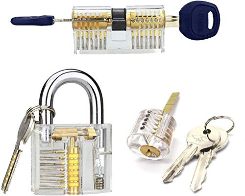 Product Cover Practice Lock Set 3 Pcs Transparent Locks Combination Practice Locksmith Training Tools Visible Lock Pick Sets