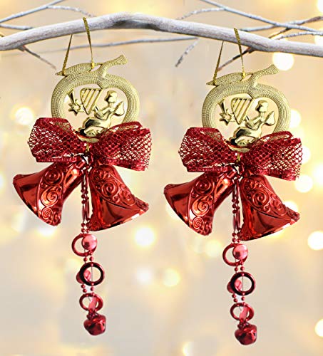 Product Cover TIED RIBBONS Christmas Home Office Decorations Wall Door Hanging Bells-Pack of 2