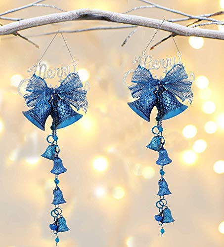 Product Cover TIED RIBBONS Christmas Bells for Hanging Christmas Decorations Items Hanging Bells for House Door Wall (Set of 2)