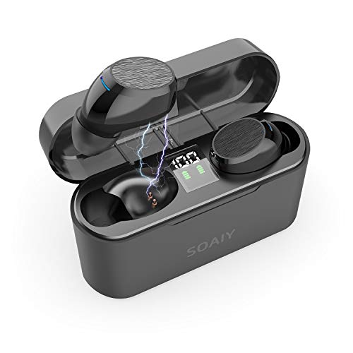 Product Cover SOAIY Bluetooth Wireless Earbuds with 3500mAh Charging Case TWS Stereo in Ear Headsets Built in Mic Headphones with Deep Bass IPX7 Waterproof for iPhone Android Phone (Black)