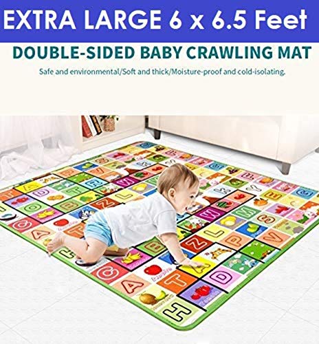 Product Cover Opza Play mat Baby mats Waterproof Large Size Double Side Big Soft (6.5 Feet X 6 Feet) Crawl Floor Matt for Kids Picnic School Home with Zip Bag to Carry