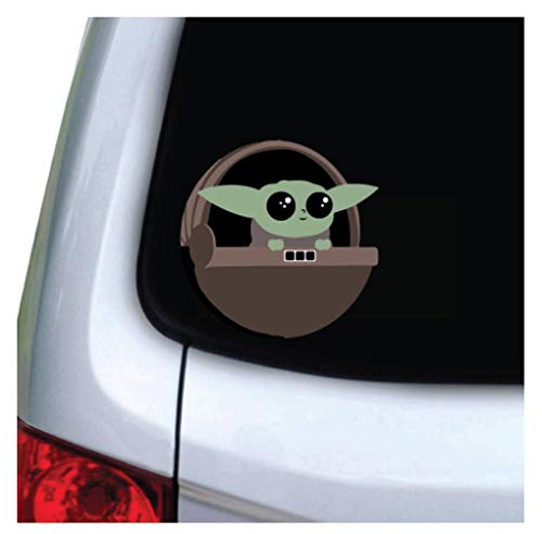 Product Cover M&R Cute Green Baby Alien - 5x5 Vinyl Decal Sticker - for Car, Truck, Vehicle, Window, Bumper, Laptop, MacBook, Hydroflask, Yeti