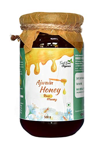 Product Cover First Bud Organics Ajwain Raw Honey , 500g | Unprocessed, Unfiltered, Unpasteurized | Glass Jar
