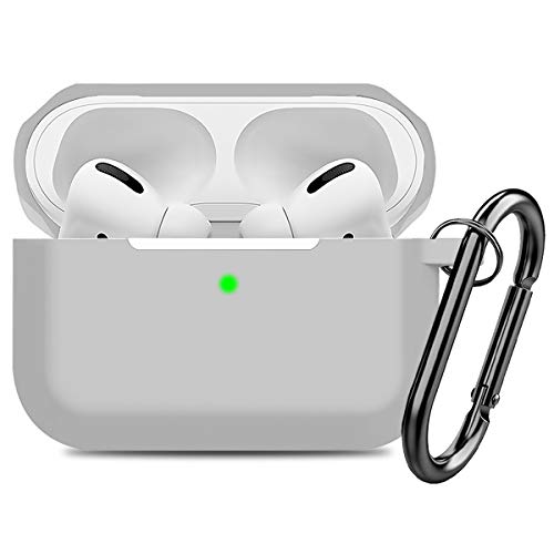Product Cover Compatible AirPods Pro Case Cover Silicone Protective Case Skin for Apple Airpod Pro 2019 (Front LED Visible) Gray