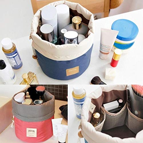 Product Cover Drawstring Barrel Toiletry Bags,Wanbigo Multifunctional Waterproof Travel Round Barrel Cosmetic Bag,6.7x9.1inch