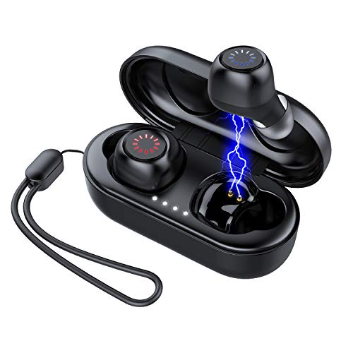 Product Cover Kruta Bluetooth 5.0 True Wireless Earbuds Touch Control, Deep Bass HiFi Stereo Bluetooth Headphones IPX7 Waterproof in-Ear Earphones Built-in Mic 20H Playtime with Charging Case (Black)
