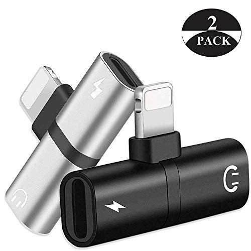 Product Cover 【2 Pack】 Preteco Headphone Jack Adapter for iPhone, iPhone to 3.5mm Headphone Jack Adapter, Compatible with iPhone X/XS/XS MAX/XR/8/8Plus/7/7 Plus, Music & Power Supply Adapter