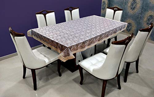 Product Cover Roseate 3D Design Transparent Table Cover/ 4 Seater/ 40x60 cm/Pebble (Gold Lace)