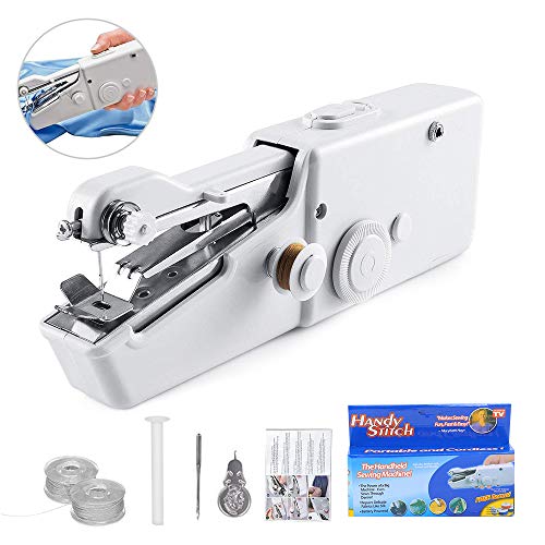 Product Cover Portable Handheld Sewing Machine, Mini Sewing Machine for Quick Stitch Beginners Home Travel Sewing Small Handy Stitch Sewing Machine Easy Repairs Fabric Leather Denim Canvas