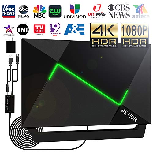 Product Cover [Upgraded 2020] 138+Miles HD TV Antenna Amplified- 4K HDR HDTV Antenna Indoor/Outdoor Antenna with Amplifier Booster Free Digital TV Channels for VHF/UHF/1080P/4K/FM Signals Fire TV Stick 16ft