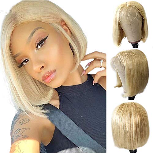 Product Cover Jessica Hair #613 Blonde Wigs Short Bob Lace Front Wigs Human Hair Wigs For Black Women Silky Straight Lace Wigs Pre-Plucked Hairline Full Ends With Baby Hair(8 Inch)