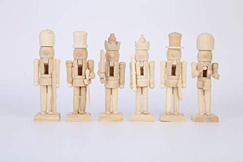 Product Cover Autobestown Christmas Nutcracker Soldier, 6Pcs Unpainted Wooden Nutcracker Figurines, DIY Nutcrackers - Paint Your Own Nutcracker, Unfinished Wood Crafts Gifts for Kids