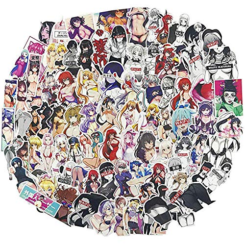 Product Cover 100PCS Anime Sexy Girl Laptop Stickers for Adult, Waterproof Decals Stickers for Water Bottle Laptop Skateboard Motorcycle Car Bike Luggage Trolley Case Decoration