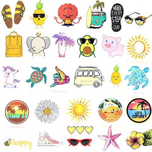 Product Cover VSCO Water Bottle Stickers, Cute Waterproof Vinyl Stickers for Teens and Girls.Unique Cool Durable Decal Stickers, Aesthetic and Trendy 30 Pack Stickers for Water Bottles, Laptop, Phone.